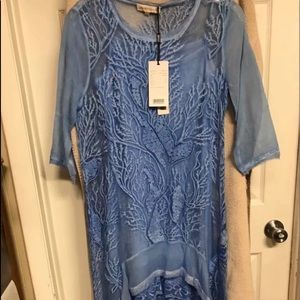Blue tunic high low dress